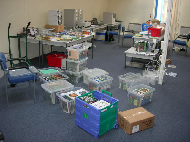 Packing the books at Pershore